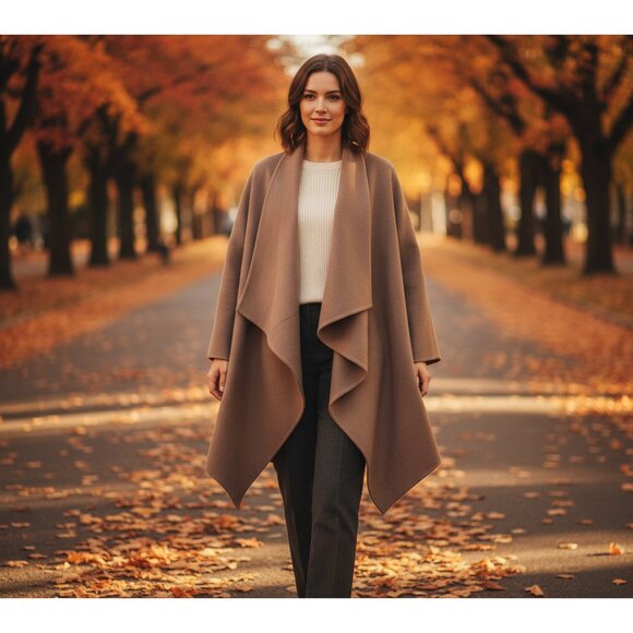 Cozy Fall Cape Jacket Wool Blend 3 in 1 Styles Neutral Beige cottagecore - Picture 1 of 14